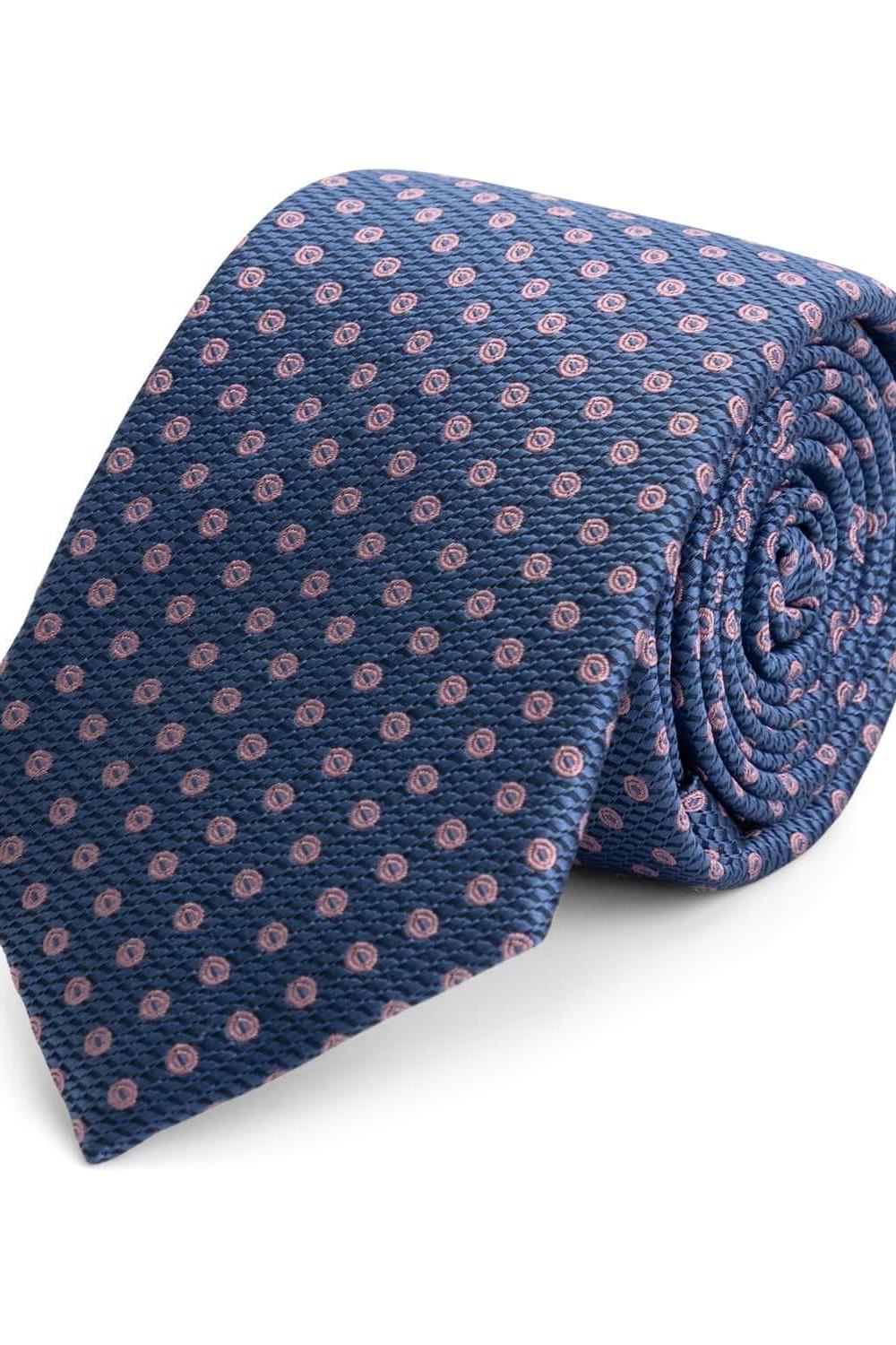 Stropdas zijde print stippel blauw - roze - Gents