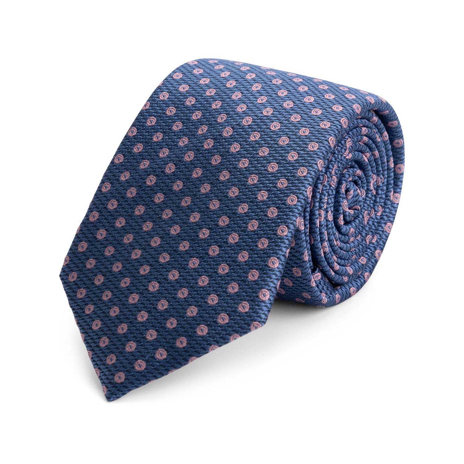 Stropdas zijde print stippel blauw - roze - Gents
