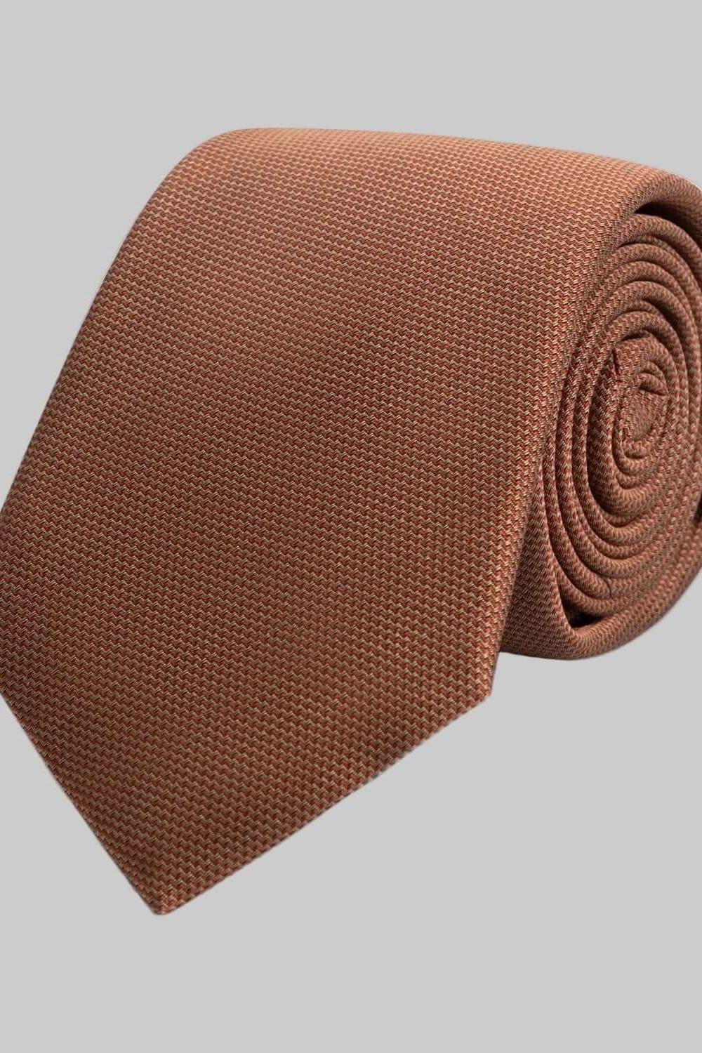 Stropdas zijde print strepen oranje - Gents