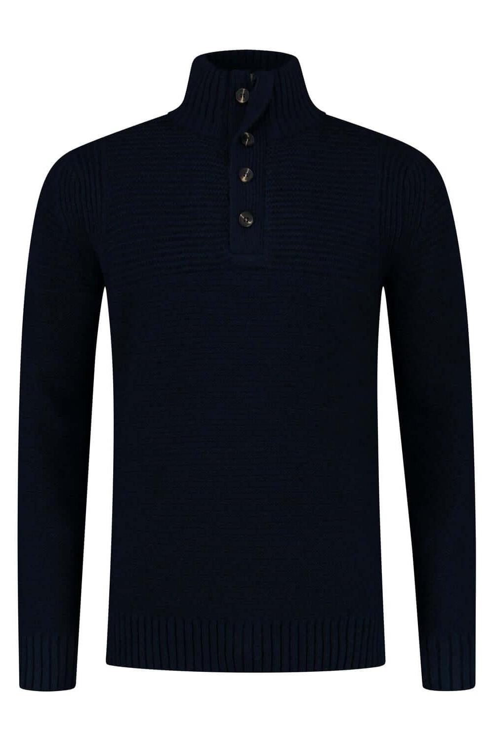 Trui rits - knopen blauw - Gents