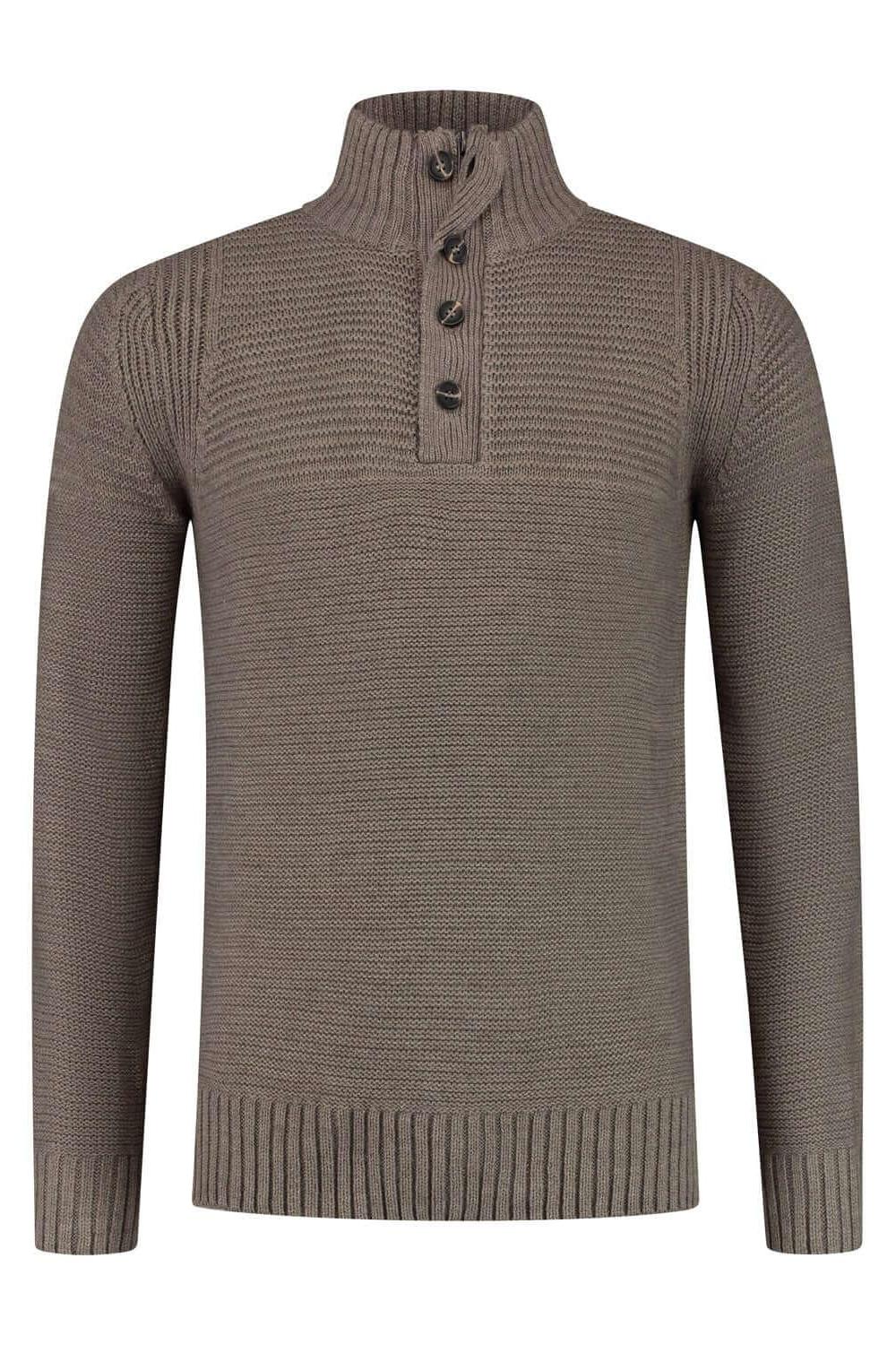 Trui rits - knopen bruin - Gents