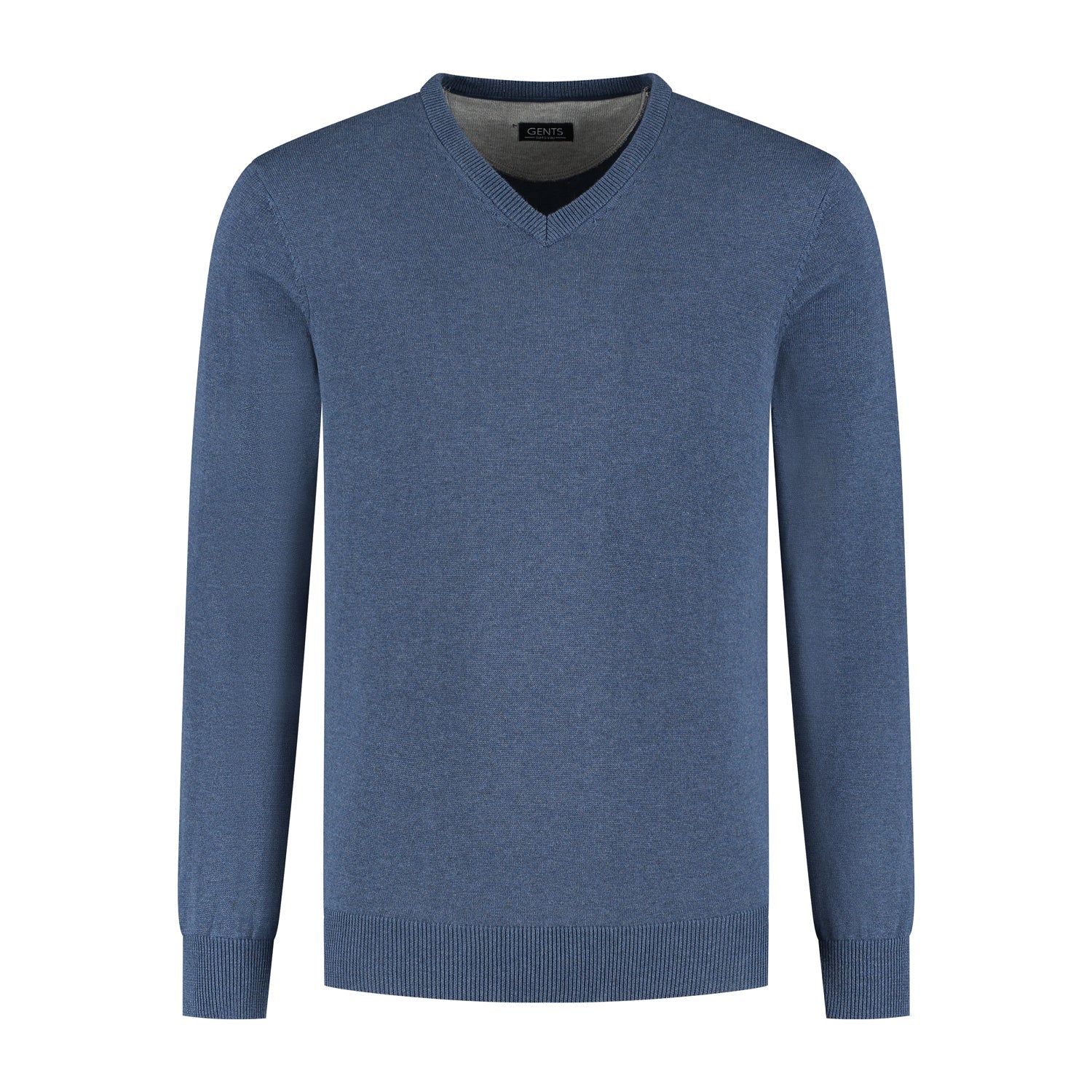Trui V - hals softcotton blauw - Gents