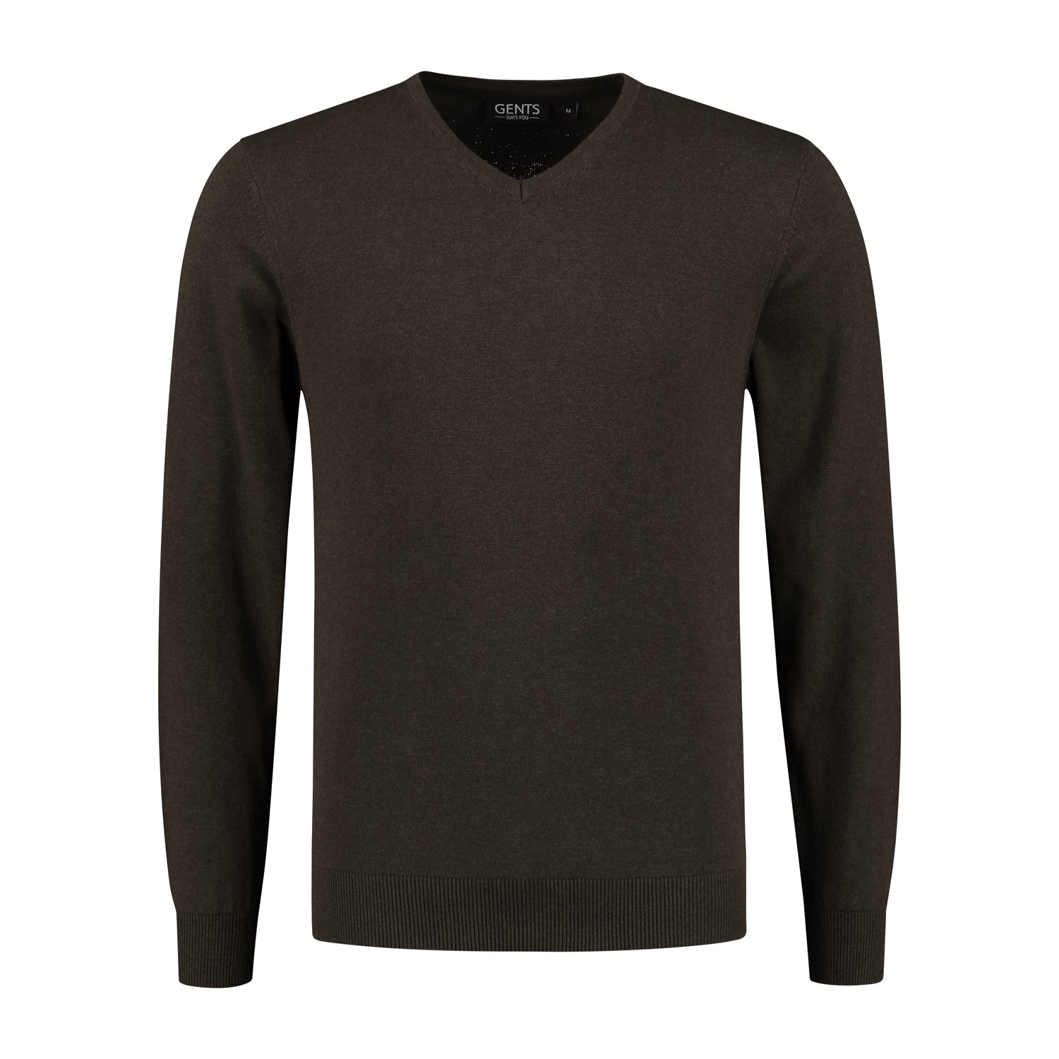 V - neck katoen donkergroen - Gents