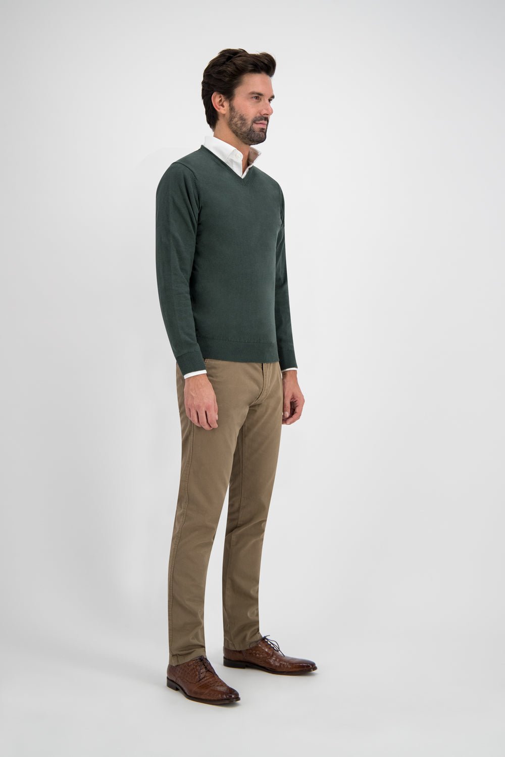 V - neck melange groen - Gents