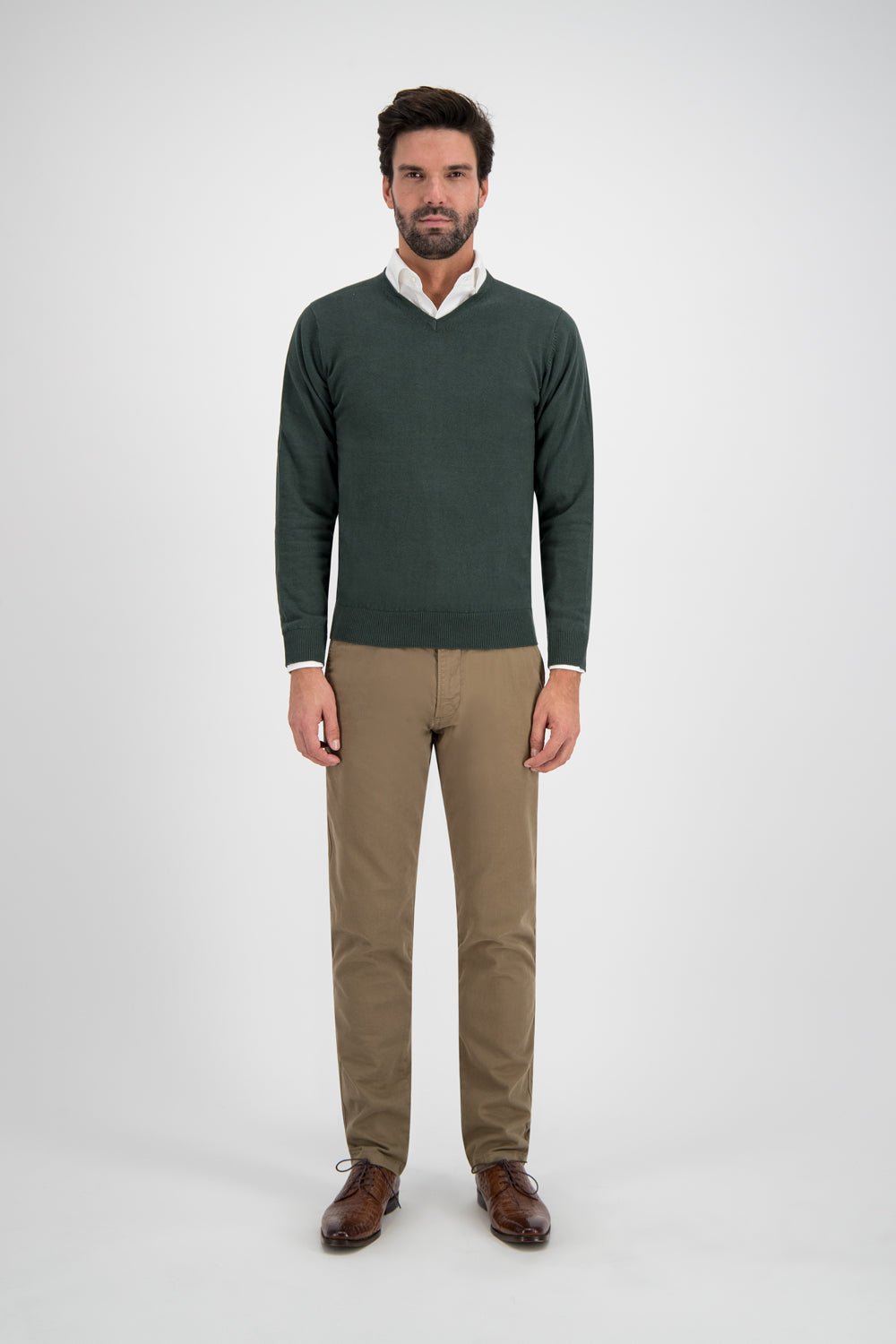 V - neck melange groen - Gents